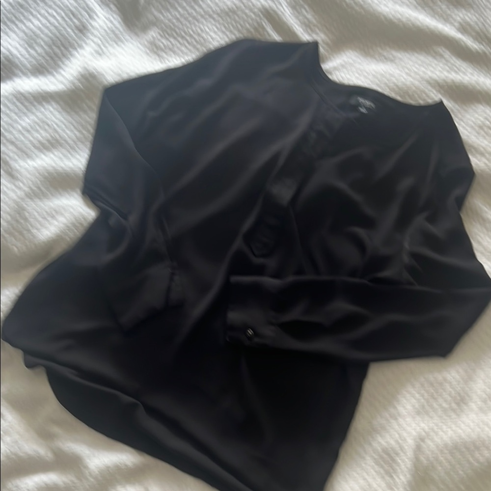 Black Silky Popover Blouse Size S